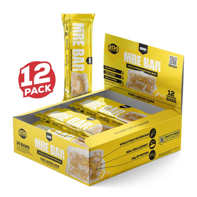 REDCON1 MRE Protein Bar - Contains MCT Oil + 20G of Whole Food Protein - Easily Digestible, Macro Balanced Low Sugar Meal Replacement Bar (12 Bars)