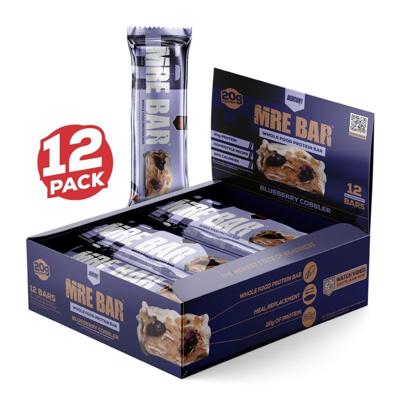 REDCON1 MRE Protein Bar - Contains MCT Oil + 20G of Whole Food Protein - Easily Digestible, Macro Balanced Low Sugar Meal Replacement Bar (12 Bars)