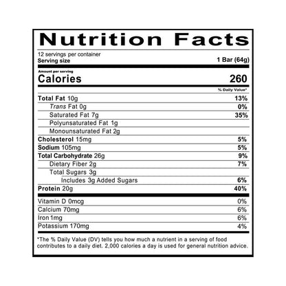 REDCON1 MRE Protein Bar - Contains MCT Oil + 20G of Whole Food Protein - Easily Digestible, Macro Balanced Low Sugar Meal Replacement Bar (12 Bars)