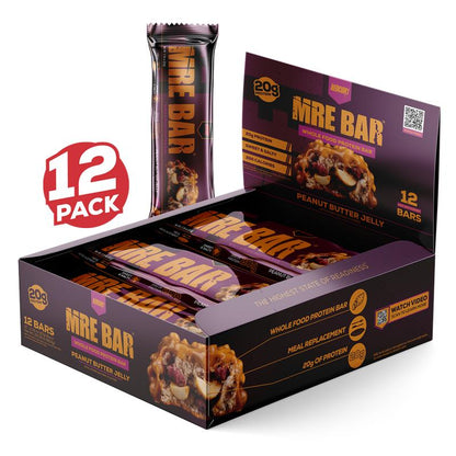 REDCON1 MRE Protein Bar - Contains MCT Oil + 20G of Whole Food Protein - Easily Digestible, Macro Balanced Low Sugar Meal Replacement Bar (12 Bars)