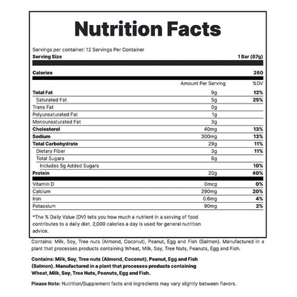 REDCON1 MRE Protein Bar - Contains MCT Oil + 20G of Whole Food Protein - Easily Digestible, Macro Balanced Low Sugar Meal Replacement Bar (12 Bars)