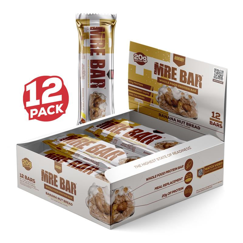REDCON1 MRE Protein Bar - Contains MCT Oil + 20G of Whole Food Protein - Easily Digestible, Macro Balanced Low Sugar Meal Replacement Bar (12 Bars)