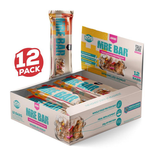 REDCON1 MRE Protein Bar - Contains MCT Oil + 20G of Whole Food Protein - Easily Digestible, Macro Balanced Low Sugar Meal Replacement Bar (12 Bars)