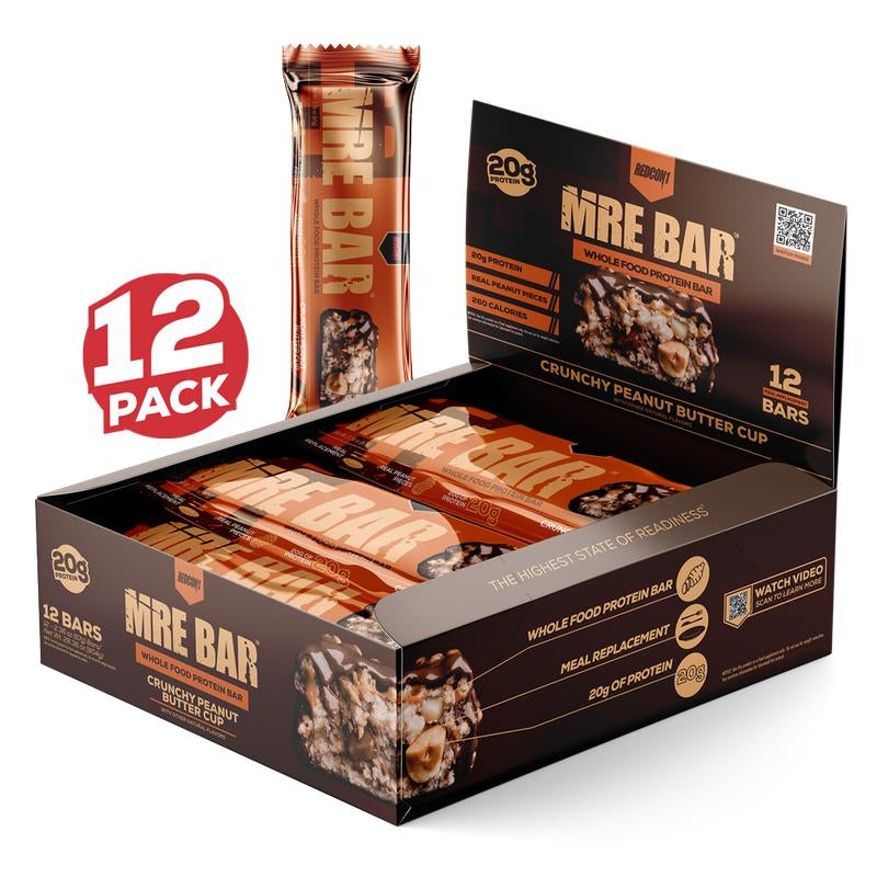REDCON1 MRE Protein Bar - Contains MCT Oil + 20G of Whole Food Protein - Easily Digestible, Macro Balanced Low Sugar Meal Replacement Bar (12 Bars)