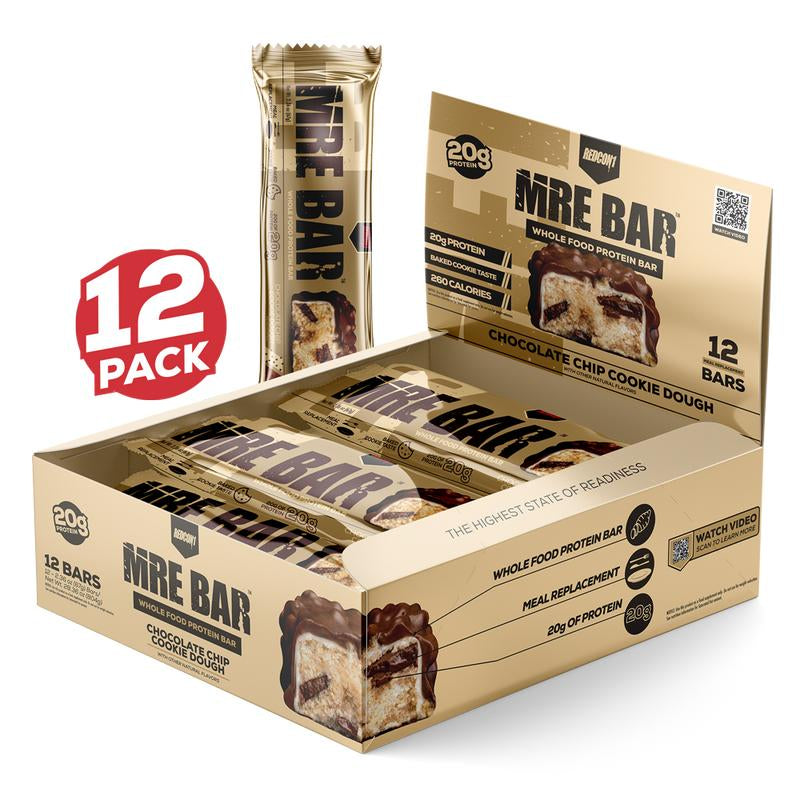 REDCON1 MRE Protein Bar - Contains MCT Oil + 20G of Whole Food Protein - Easily Digestible, Macro Balanced Low Sugar Meal Replacement Bar (12 Bars)
